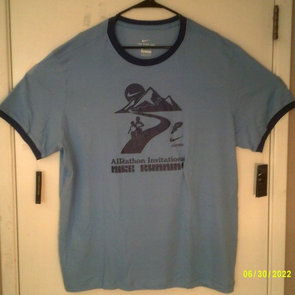 NEW NIKE DRI-FIT RUNNING "Airathon Invitational Tee" MEN'S BLUE T-SHIRT 2XL - Picture 2 of 6